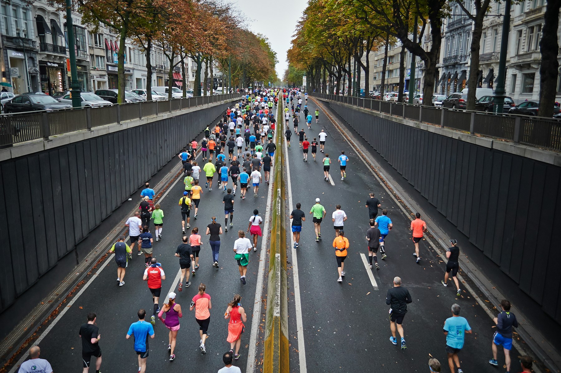 Marathon runners representing custom race headbands and wristbands